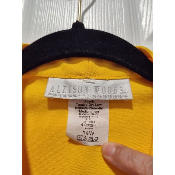 Vintage Allison Woods Blazer Women's Button Yellow Suit Jacket Size 14W USA made - Picture 5 of 9